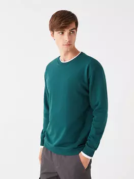 Мужская толстовка с круглым вырезом и длинными рукавами LCW Casual, темно-зеленый