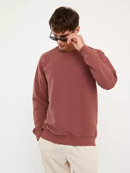 Мужская толстовка с круглым вырезом и длинными рукавами LCW Casual, сушеная роза