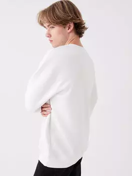 Мужская толстовка с круглым вырезом и длинными рукавами LCW Casual, экрю