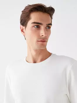 Мужская толстовка с круглым вырезом и длинными рукавами LCW Vision, экрю