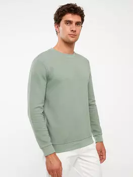 Мужская толстовка с круглым вырезом и длинными рукавами LCW Vision, мятно-зеленый