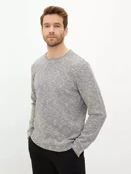 Мужская толстовка с круглым вырезом и длинными рукавами LCWAIKIKI Classic, черный жаккард