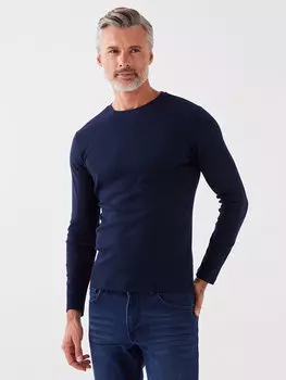 Мужская толстовка с круглым вырезом и длинными рукавами LCWAIKIKI Classic, новый темно-синий