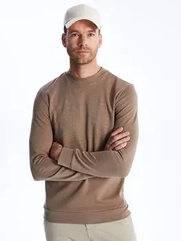 Мужская толстовка с круглым вырезом и длинными рукавами LCWAIKIKI Classic, светло-коричневый