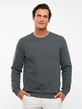 Мужская толстовка с круглым вырезом и длинными рукавами LCWAIKIKI Classic, темно-зеленый