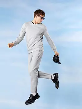 Мужская толстовка с круглым вырезом и длинными рукавами SOUTHBLUE, серый меланж