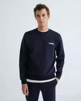 Мужская толстовка с круглым вырезом и фирменным логотипом Paul Smith, темно-синий