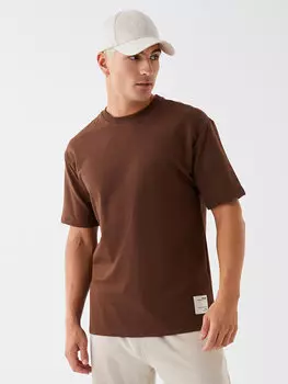 Мужская толстовка с круглым вырезом и короткими рукавами LCW Casual, коричневый