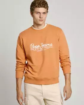 Мужская толстовка с круглым вырезом и логотипом Pepe Jeans, горчичный