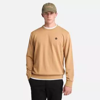 Мужская толстовка с круглым вырезом и логотипом Oyster River Chest Loopback Timberland, цвет light wheat