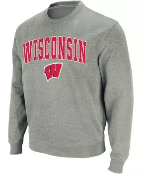 Мужская толстовка с круглым вырезом и логотипом heather grey wisconsin badgers arch logo Colosseum, мульти
