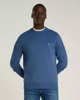 Мужская толстовка с круглым вырезом и монограммой Calvin Klein Jeans, синий