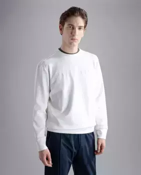 Мужская толстовка с круглым вырезом и письменным логотипом на груди Paul & Shark, бежевый