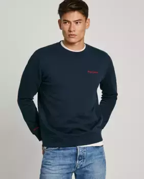 Мужская толстовка с круглым вырезом и принтом логотипа Pepe Jeans, темно-синий
