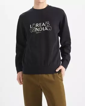 Мужская толстовка с круглым вырезом и принтом спереди Loreak Mendian, черный