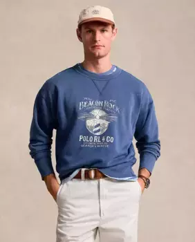 Мужская толстовка с круглым вырезом и принтом Polo Ralph Lauren, синий