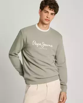 Мужская толстовка с круглым вырезом и принтом логотипа Pepe Jeans, светло-зеленый