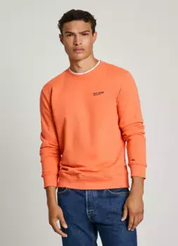Мужская толстовка с круглым вырезом и принтом на спине Pepe Jeans, оранжевый