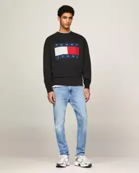 Мужская толстовка с круглым вырезом и принтом спереди Tommy Jeans, черный