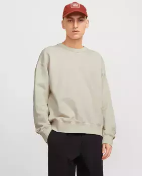 Мужская толстовка с круглым вырезом и принтом на спине Jack & Jones, бежевый
