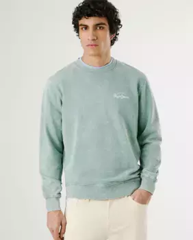 Мужская толстовка с круглым вырезом и принтом на спине Pepe Jeans, зеленый
