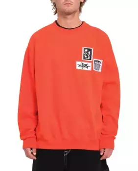 Мужская толстовка с круглым вырезом и рисунком спереди Volcom, красный