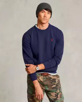Мужская толстовка с круглым вырезом и вышитой лошадью Polo Ralph Lauren, темно-синий
