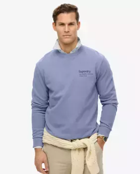 Мужская толстовка с круглым вырезом логотип город Superdry, синий