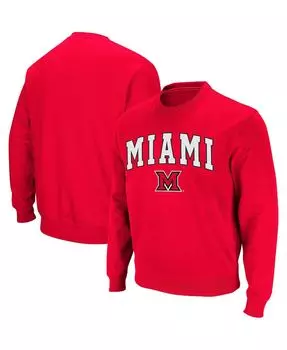 Мужская толстовка с круглым вырезом redhawks arch logo red miami university Colosseum, красный