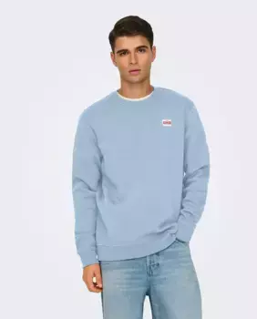 Мужская толстовка с круглым вырезом стандартного кроя Only & Sons, синий