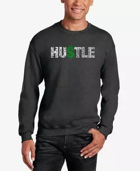 Мужская толстовка с круглым вырезом word art hustle LA Pop Art, темно-серый