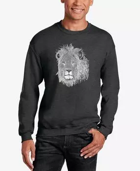 Мужская толстовка с круглым вырезом word art lion LA Pop Art, темно-серый