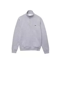 Мужская толстовка с культовым логотипом на груди серая Lacoste