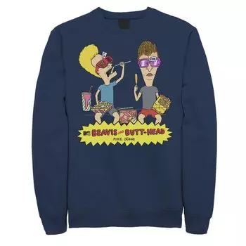 Мужская толстовка с логотипом Beavis & Butthead Snacks On The Curb Licensed Character, синий