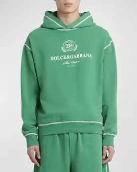 Мужская толстовка с логотипом и контрастной строчкой Dolce&Gabbana, цвет Dark Green
