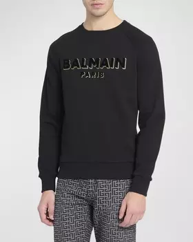 Мужская толстовка с логотипом из флокированной фольги Balmain