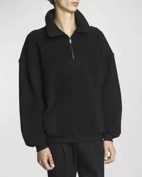 Мужская толстовка с логотипом на молнии на четверть Saint Laurent, цвет Nero