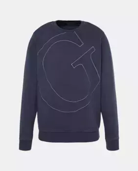 Мужская толстовка с логотипом спереди Guess, темно-синий