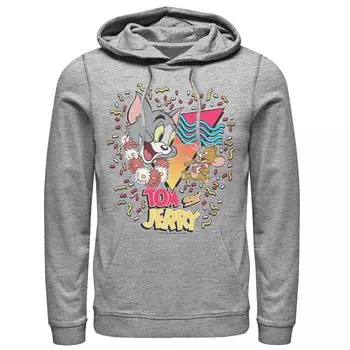 Мужская толстовка с логотипом Tom And Jerry 90-х годов с конфетти и портретом Licensed Character