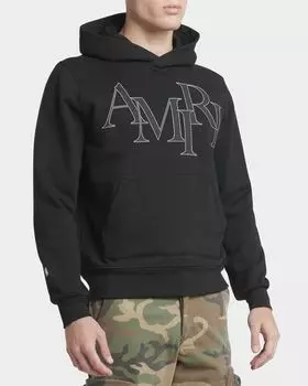 Мужская толстовка с логотипом в тон в шахматном порядке Amiri, цвет Black