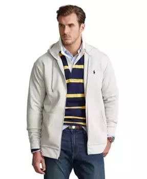 Мужская толстовка с молнией Big & Tall из двойного трикотажа Polo Ralph Lauren, серый