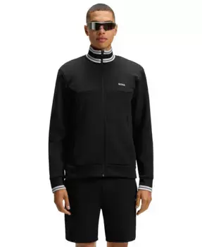 Мужская толстовка с молнией из хлопковой смеси Hugo Boss, черный