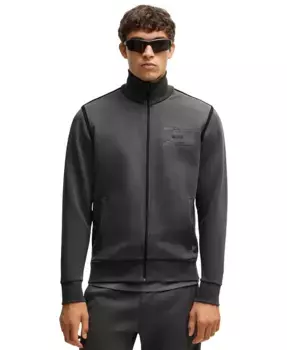 Мужская толстовка с молнией из хлопковой смеси Hugo Boss, серый