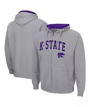 Мужская толстовка с молнией Kansas State Wildcats Arch Logo 3.0 Colosseum, серый