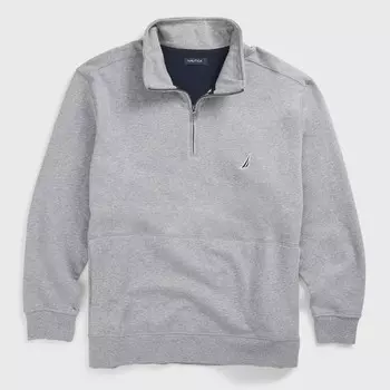 Мужская толстовка с молнией на четверть Nautica Big & Tall, цвет Stone Grey Heather Bros