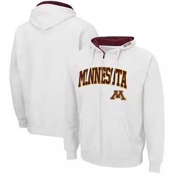 Мужская толстовка с молнией во всю длину белого цвета Colosseum Minnesota Golden Gophers Arch & Logo 3.0, цвет Min White