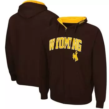 Мужская толстовка с молнией во всю длину Colosseum Brown Wyoming Cowboys Arch & Logo 3.0