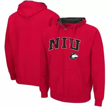 Мужская толстовка с молнией во всю длину Colosseum Cardinal Northern Illinois Huskies Arch & Logo 3.0