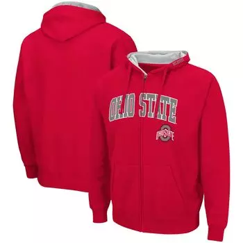Мужская толстовка с молнией во всю длину Colosseum Scarlet Ohio State Buckeyes Arch & Logo 3.0