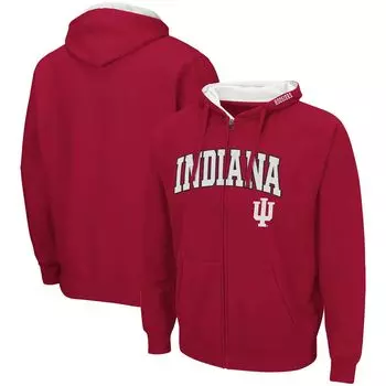 Мужская толстовка с молнией во всю длину Crimson Indiana Hoosiers Arch & Logo 3.0 Colosseum